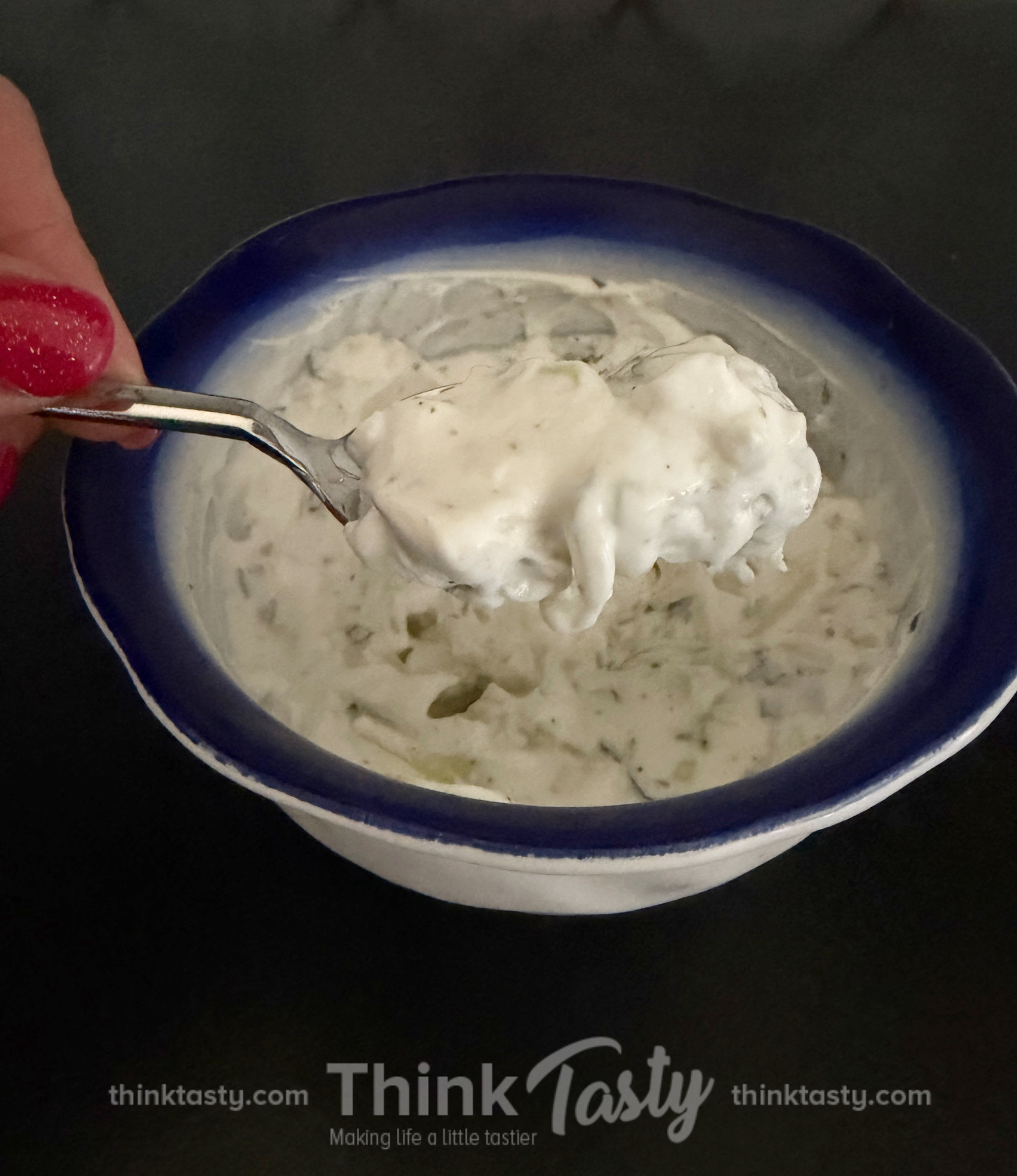 spoonful of creamy tzatziki
