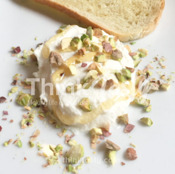 Whipped Goat Cheese with Pistachios & Honey Think Tasty