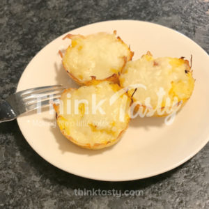 Spaghetti squash, cheese, & egg baked to form a muffin-style appetizer.