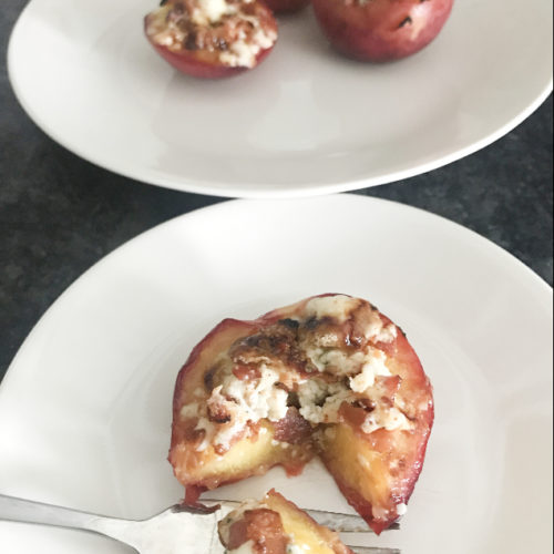 Caramelized Peaches with Bacon and Blue Cheese