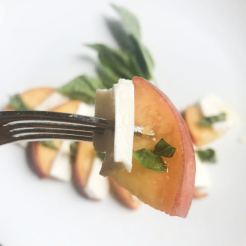 Salad of peaches, mozzarella, and basil