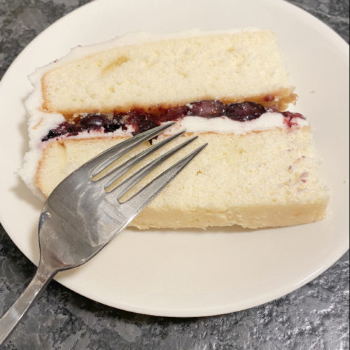 wedding cake with blueberry filling